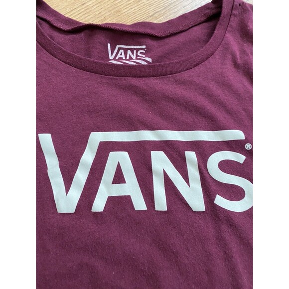 Vans Womens Crew Neck T-Shirt Top Short Sleeves Graphic Tee Maroon Size L - Picture 2 of 4